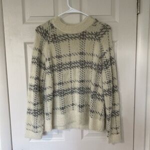 Maurices Cream and Gray Plaid Sweater